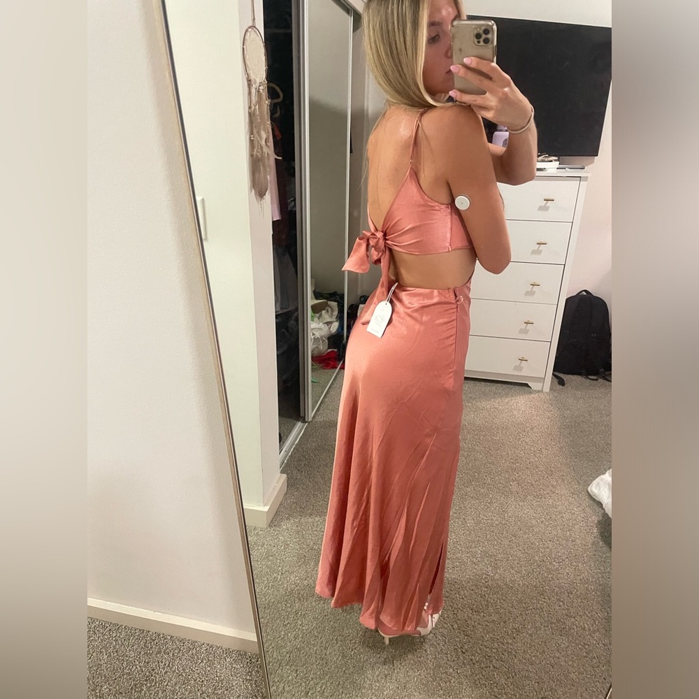 Fortunate one pink silk maxi dress NWT